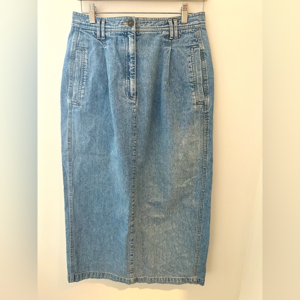 Lizwer Vintage Long Denim High Waist Midi Skirt